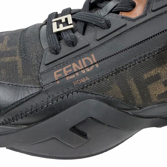 Fendi Flow Sneaker Zucca FF Logo Monogram Black Leather Size 9/ US 10 main image 6